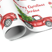 Gepersonaliseerde Merry Christmas Tree Boerderij T Cadeaupapier (Rol Hoek)