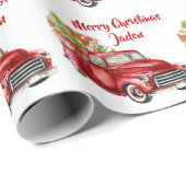 Gepersonaliseerde Merry Christmas Tree Boerderij T Cadeaupapier (Rol Hoek)