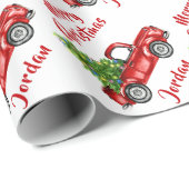 Gepersonaliseerde Merry Christmas Tree Boerderij T Cadeaupapier (Rol Hoek)