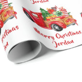 Gepersonaliseerde Merry Christmas Tree Boerderij T Cadeaupapier (Rol Hoek)