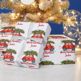 Gepersonaliseerde Merry Christmas Tree Boerderij T Cadeaupapier
