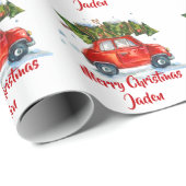 Gepersonaliseerde Merry Christmas Tree Boerderij T Cadeaupapier (Rol Hoek)