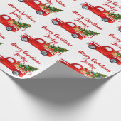 Gepersonaliseerde Merry Christmas Tree Boerderij T Cadeaupapier (Hoek)