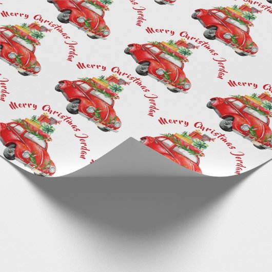 Gepersonaliseerde Merry Christmas Tree Boerderij T Cadeaupapier (Hoek)