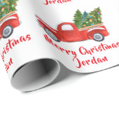 Gepersonaliseerde Merry Christmas Tree Boerderij T Cadeaupapier (Rol Hoek)