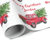 Gepersonaliseerde Merry Christmas Tree Boerderij T Cadeaupapier (Rol Hoek)