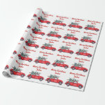 Gepersonaliseerde Merry Christmas Tree Red Boerder Cadeaupapier<br><div class="desc">Gepersonaliseerde Merry Christmas Tree Red Boerderij Truck Wrapping Paper.</div>