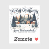 Gepersonaliseerde Merry Christmas Village Sticker (Vel)