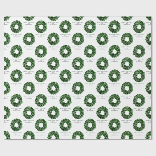 Gepersonaliseerde Merry Christmas Waterverf Krans Cadeaupapier (Vlak)