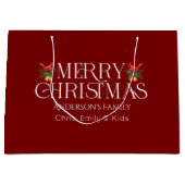 Gepersonaliseerde Merry Christmas White Retro Typo Groot Cadeauzakje (Voorkant)