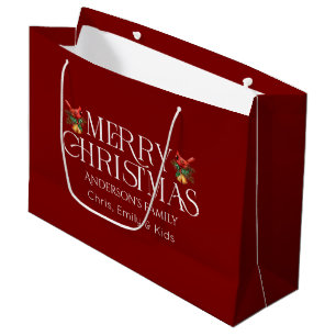 Gepersonaliseerde Merry Christmas White Retro Typo Groot Cadeauzakje