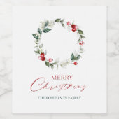 Gepersonaliseerde Merry Christmas Wijnfles Label Wijn Etiket (Enkel label)