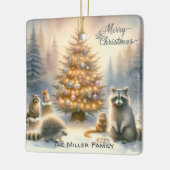 Gepersonaliseerde Merry Christmas Woodland Animals Keramisch Ornament (Links)
