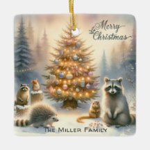 Gepersonaliseerde Merry Christmas Woodland Animals