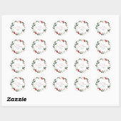 Gepersonaliseerde Merry Christmas Wreath Gift Stic Ronde Sticker (Vel)