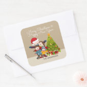 Gepersonaliseerde Merry Family Kerst sticker Seal (Envelop)