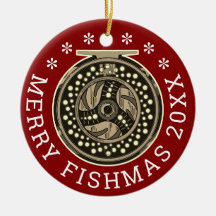 Gepersonaliseerde "Merry Fishmas"-vluchthavens Keramisch Ornament