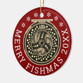 Gepersonaliseerde "Merry Fishmas"-vluchthavens Keramisch Ornament (Links)