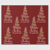 Gepersonaliseerde Merry Gold Tree Red Cadeaupapier (Vlak)