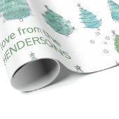 Gepersonaliseerde Merry Green Pine Trees Cadeaupapier (Rol Hoek)