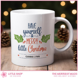Gepersonaliseerde Merry Little Christmas Holly Lea Koffiemok