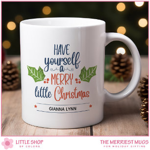 Gepersonaliseerde Merry Little Christmas Holly Lea Koffiemok