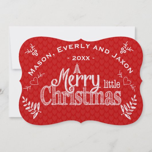 Gepersonaliseerde Merry Little Kerstred White Feestdagenkaart (Achterkant)
