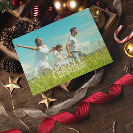 Gepersonaliseerde Merry Little Kerstred White Feestdagenkaart