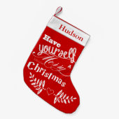 Gepersonaliseerde Merry Little Kerstred White Kleine Kerstsok (Voorkant (Hangend))