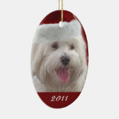 Gepersonaliseerde Merry Maltese Eerste Kerstmenoru Keramisch Ornament (Rechts)