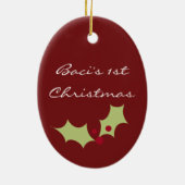 Gepersonaliseerde Merry Maltese Eerste Kerstmenoru Keramisch Ornament (Achterkant)