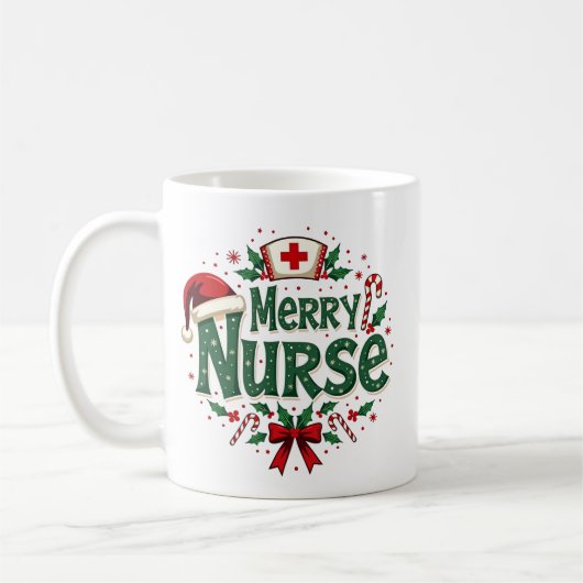 Gepersonaliseerde Merry Nurse Mok – Kerstvakantie (Links)