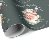 Gepersonaliseerde Merry Pink Christmas Santa retro Cadeaupapier (Rol Hoek)