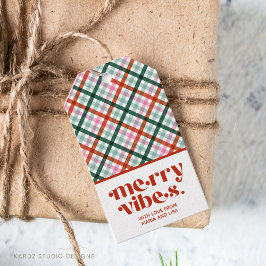 Gepersonaliseerde Merry Vibes Christmas Gift Label Cadeaulabel