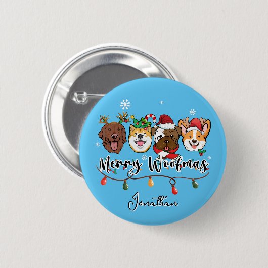 Gepersonaliseerde Merry Woofmas Button (Voorkant /achterkant)