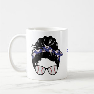 Gepersonaliseerde Messy Bun Baseball Mom Koffiemok