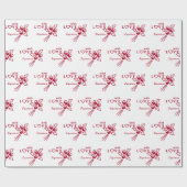 Gepersonaliseerde "met L❤️VE" rode rozen Cadeaupapier (Vlak)