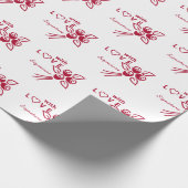 Gepersonaliseerde "met L❤️VE" rode rozen Cadeaupapier (Hoek)