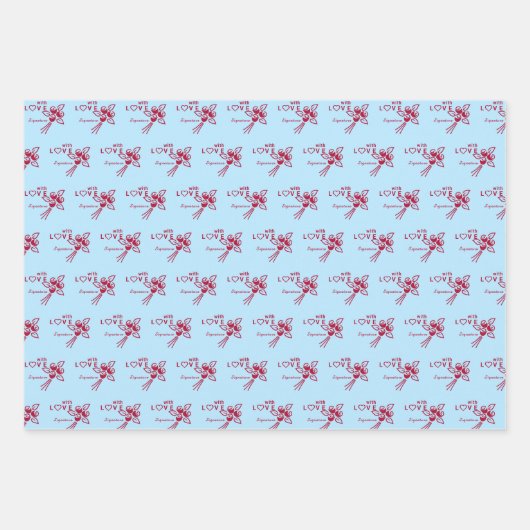 Gepersonaliseerde "met L❤️VE" rode rozen Inpakpapier Vel (Voorkant 2)