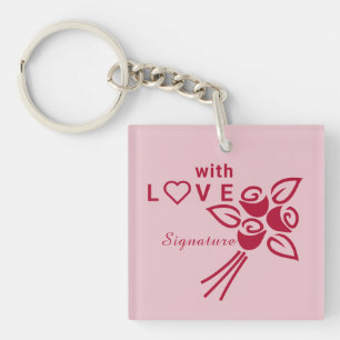 Gepersonaliseerde "met L❤️VE" rode rozen Sleutelhanger