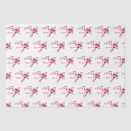 Gepersonaliseerde "met L❤️VE" rode rozen Tissuepapier