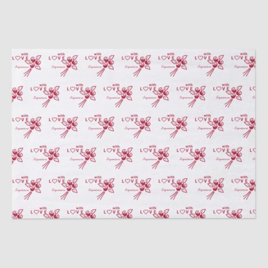 Gepersonaliseerde "met L❤️VE" rode rozen Tissuepapier (Voorkant)