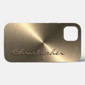 Gepersonaliseerde metalen titanium gouden radiale Case-Mate iPhone case (Achterkant (horizontaal))