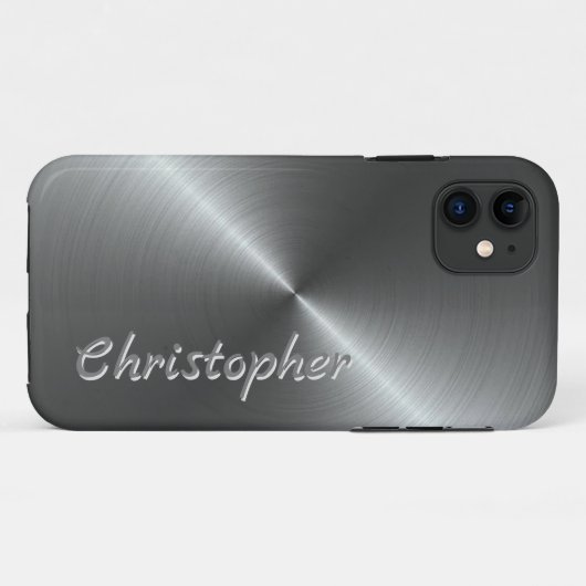 Gepersonaliseerde metalen titanium zilver radiale Case-Mate iPhone case (Achterkant (horizontaal))