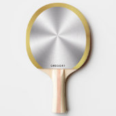 Gepersonaliseerde metalen zilver en goud monogram tafeltennisbatje (Achterkant)