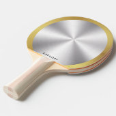 Gepersonaliseerde metalen zilver en goud monogram tafeltennisbatje (Voorkant Gekanteld)