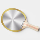 Gepersonaliseerde metalen zilver en goud monogram tafeltennisbatje (Zijkant)