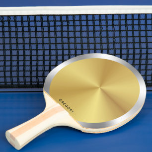 Gepersonaliseerde metalen zilver en goud monogram tafeltennisbatje