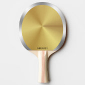Gepersonaliseerde metalen zilver en goud monogram tafeltennisbatje (Achterkant)