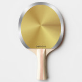 Gepersonaliseerde metalen zilver en goud monogram tafeltennisbatje (Voorkant)
